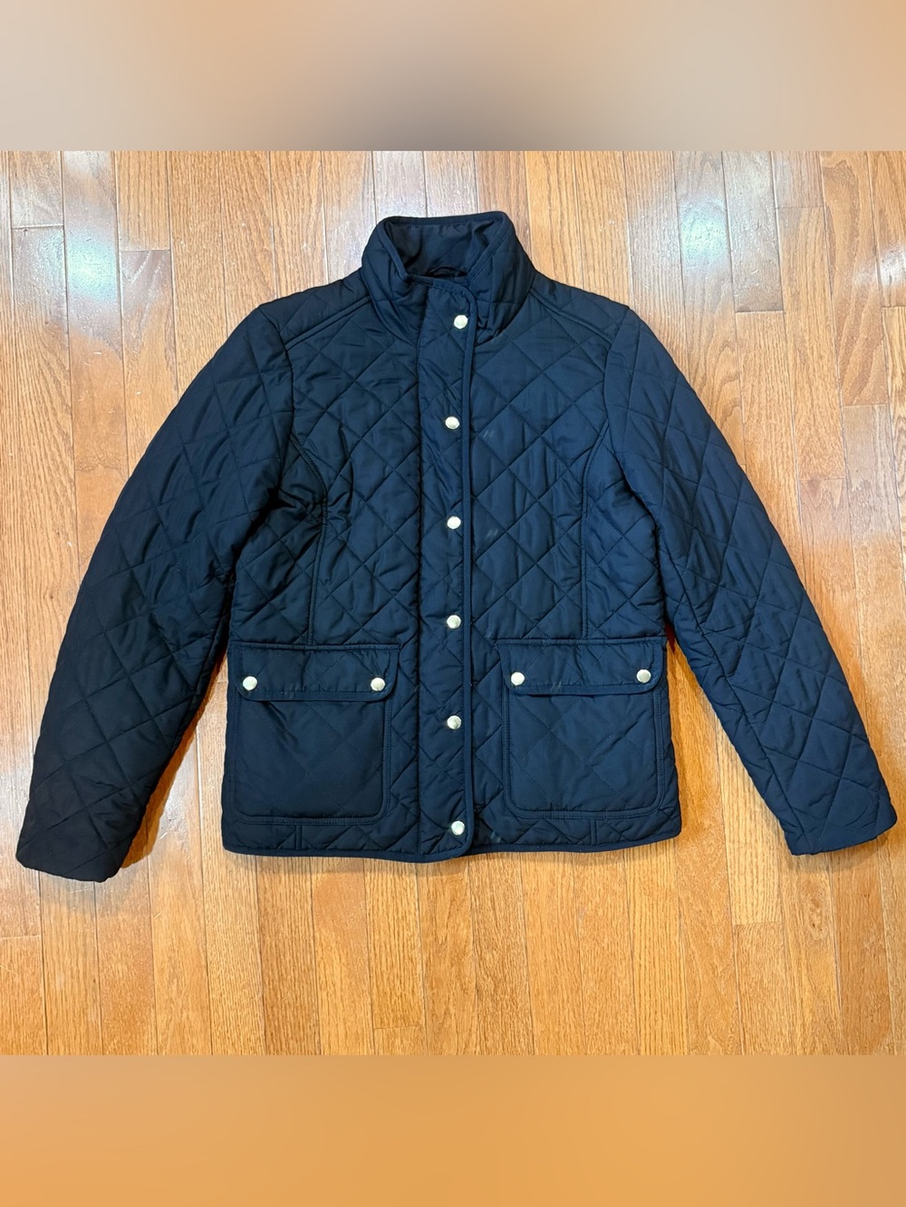 J.Crew Women’s Medium Diamond Quilted Jacket Snap Zip Chore Coat Barn Equestrian
